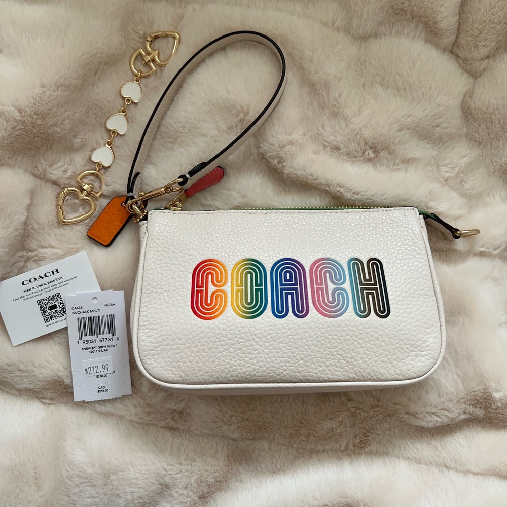 NWT COACH Nolita 19 With Rainbow Coach Gold/Chalk Multi